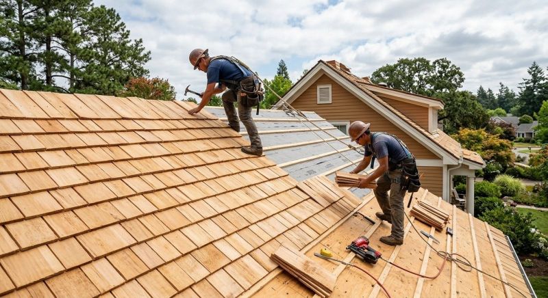 Cedar Shake Roof Construction in Milton, VT