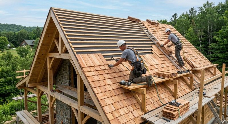 Cedar Shake Roof Construction in Stowe, VT