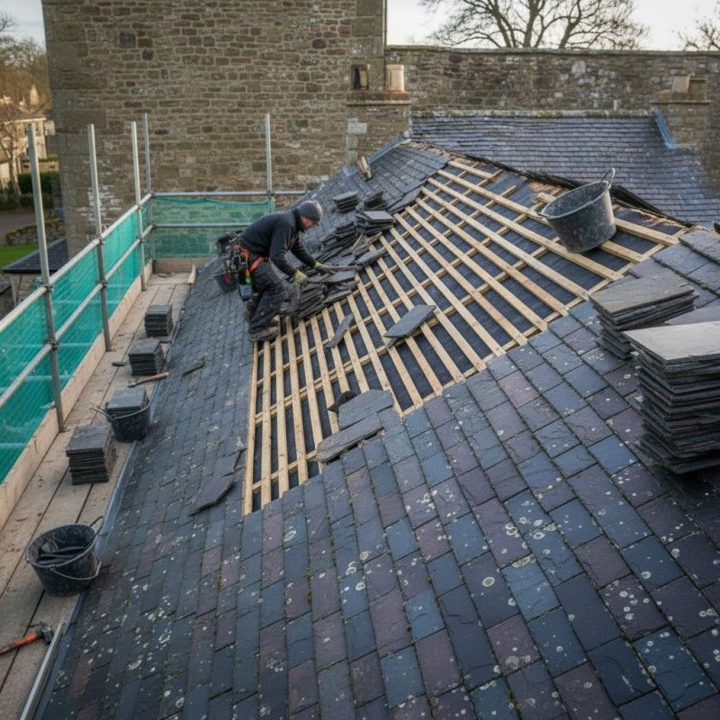Slate Roof Replacement in Stowe, VT